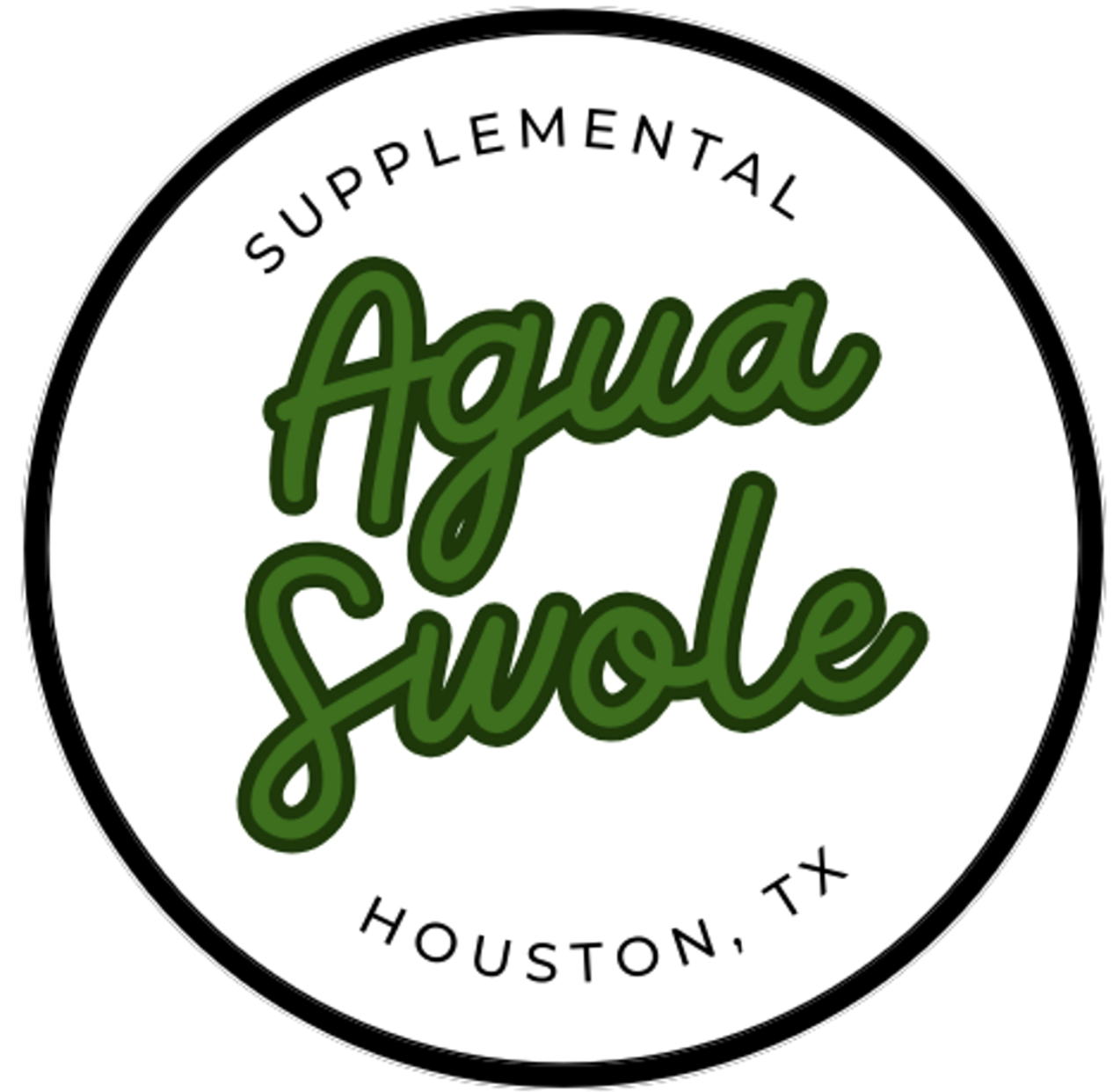 green circle border with white fill and the styled words Agua Swole